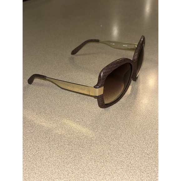 Linda Farlow Luxe CAT 2‎ Square Oversize Burgendy Snakeskin Sunglasses $740 main image 16